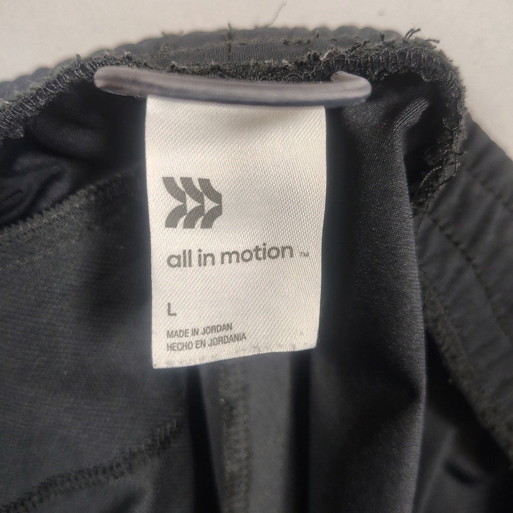 All In Motion Athletic Pants Mens L Black Drawstring Solid Recycled Polyester - Picture 3 of 8